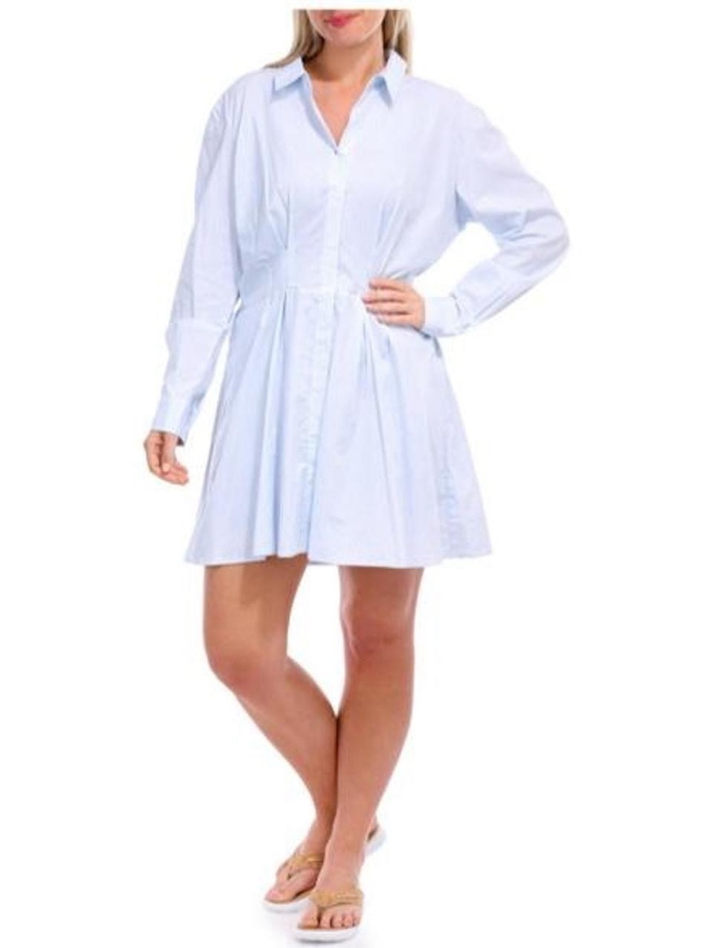 NWT Steve Madden Light Blue Shirt Dress - Women's Collared Button-Down Size M
